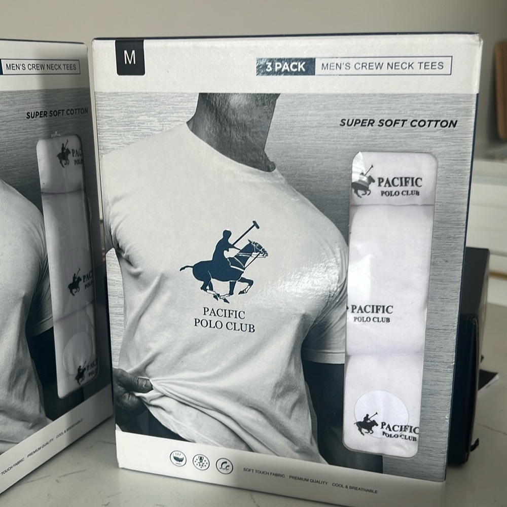 NWT Pack of 3 Pacific Polo Club mens crew neck